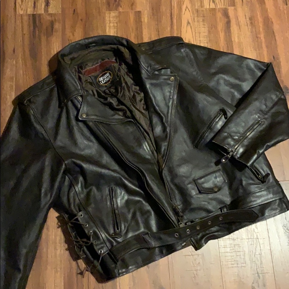 Leather motorcycle jacket
